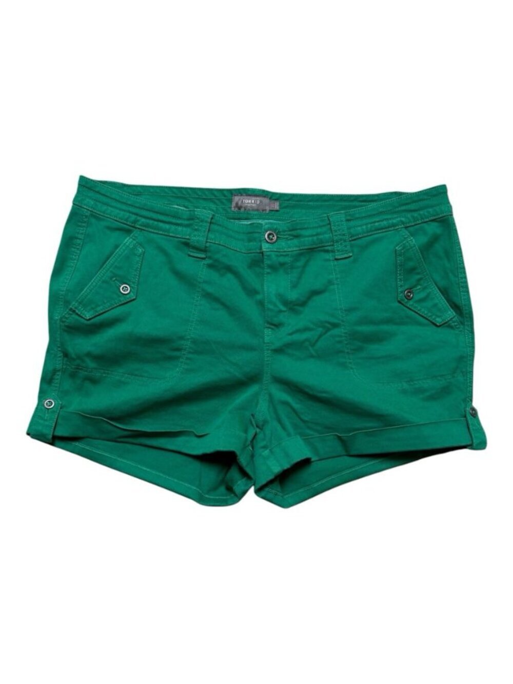Torrid Women’s Size 22 Green Stretch Shorts Plus Size Cuffed Hem Casual